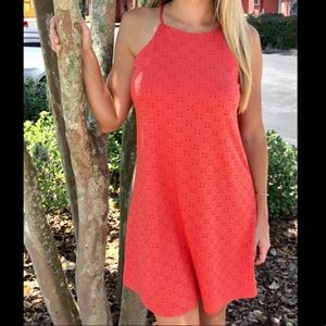 Nine Britton Juliette Eyelet Knit Dress size Large Coral NWT
